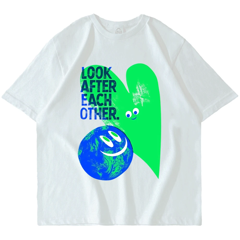 

Travis Scott T Shirt for Men Women Look After Each Other Letter Print T-shirt Summer White Short Sleeve Tee Shirt Cactus Jack