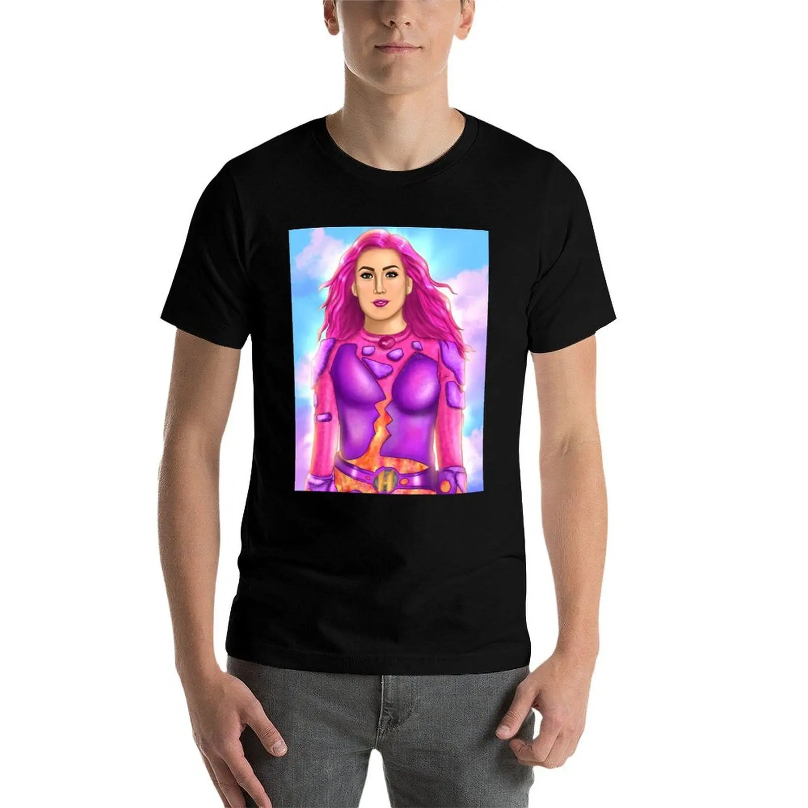 Фото Футболка с принтом Shark Boy and Lava Girl, футболка с надписью WE CAN BE HEROES, футболка Netflix, футболка больших размеров с коротким рукавом №4