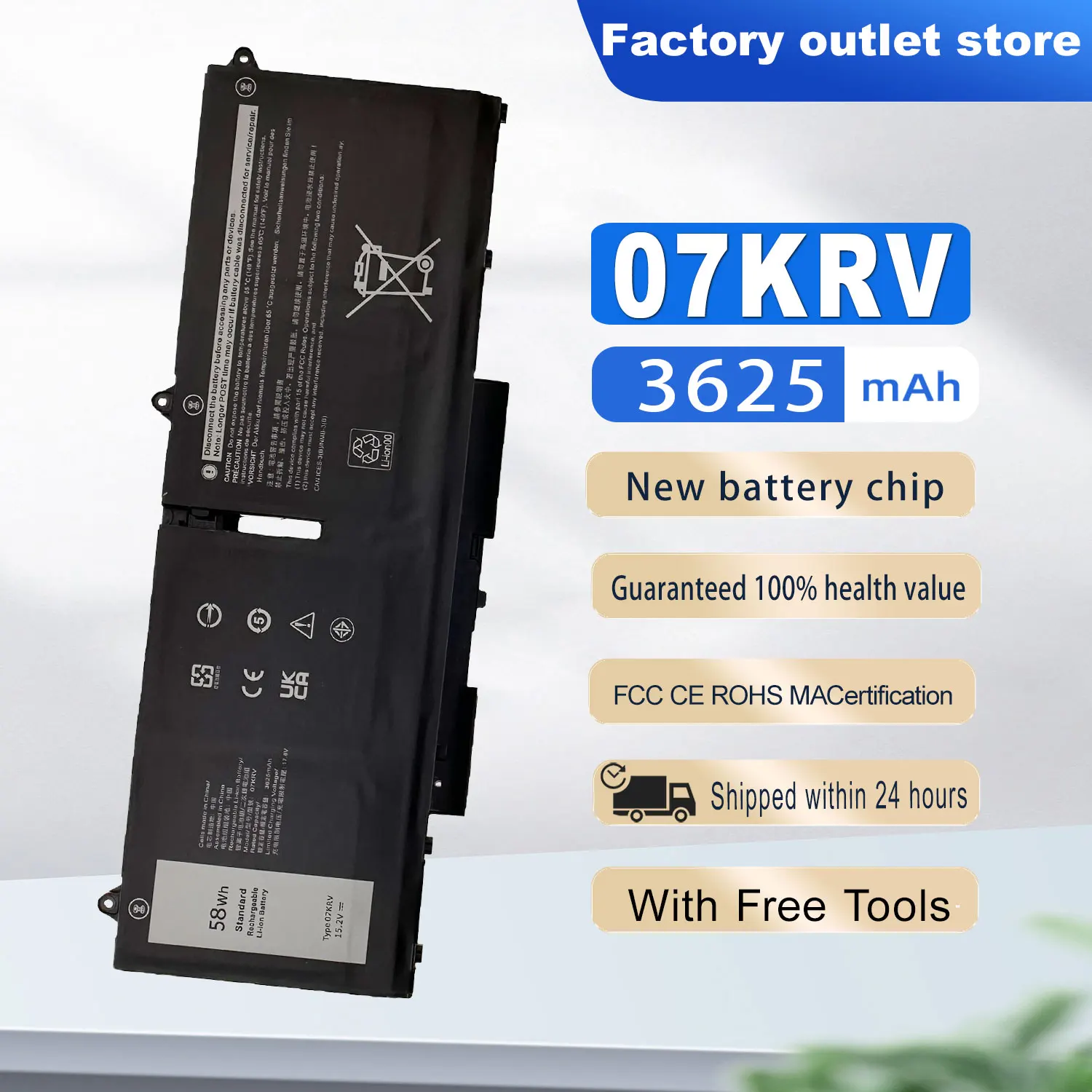Фото DXT новый аккумулятор для ноутбука 07KRV для Dell Latitude 5430 5530 Precision 3570 Precision 3570 P104F Y86WG 78FWY 078FWY 0Y86WG 4FVJG №1