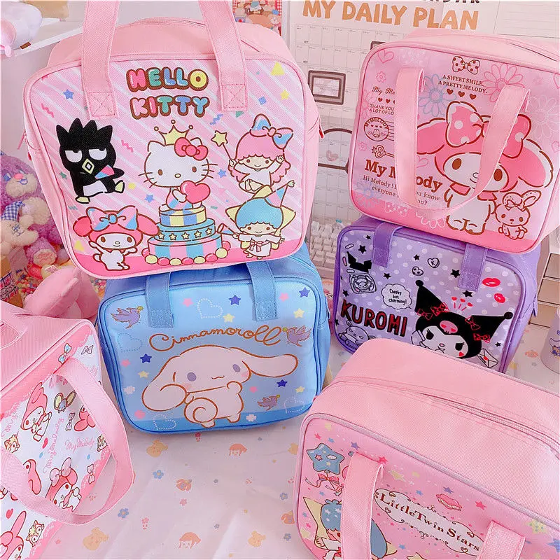 

Kawaii Sanrio Lunch Box Bag Bento Handbag Cinnamoroll Large Capacity Aluminum Foil Insulation Office Worker Canvas with Rice Bag