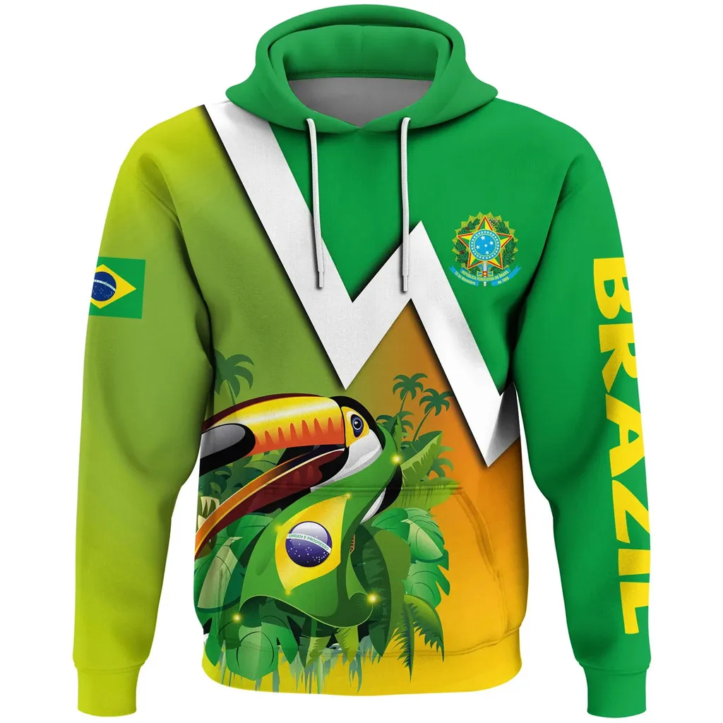 

Brazil Flag Pattern 3D Full Print Hoodie Unisex Long Sleeve Sweatshirt Casual Zip Hoodie HD07