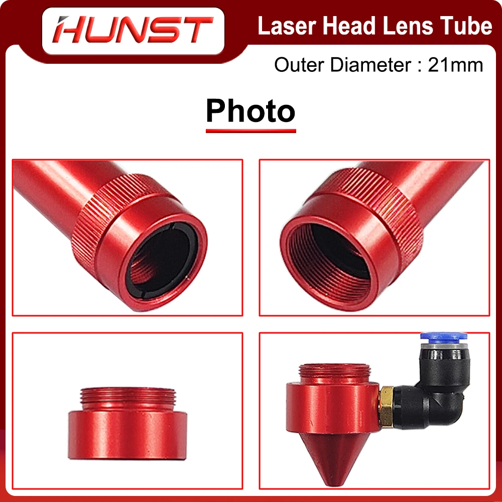HUNST CO2 Laser Head Lens Tube Outer Diameter 21mm + Air Nozzle for Lens Dia.20 FL 50.8/63.5mm for CO2 Laser Cutting Machine enlarge