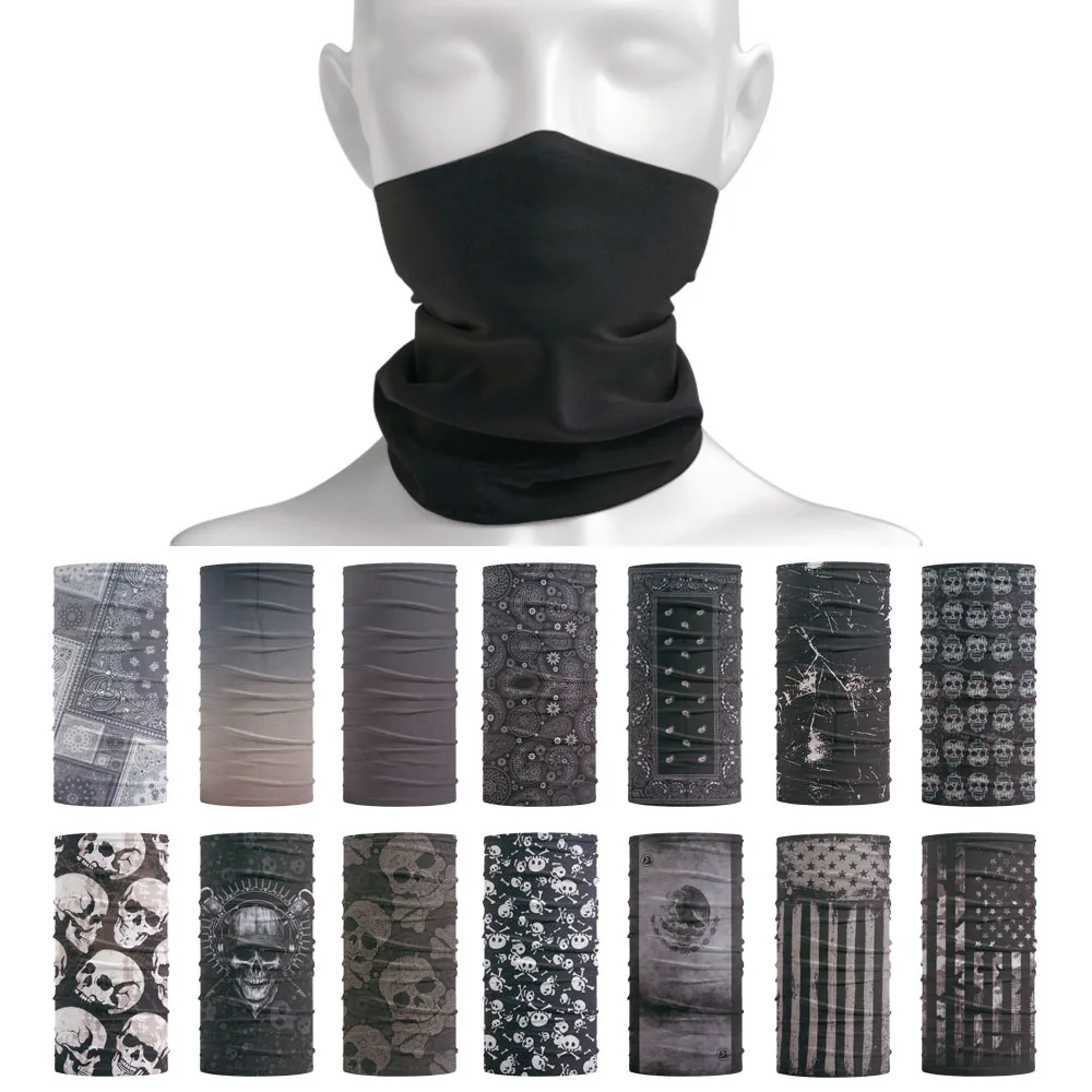 Tube Neckchief Outdoor Sports Hair Neck Bandana Gaiter Black Grey Cycling Scarf Hiking Running Headband Men Face Mask