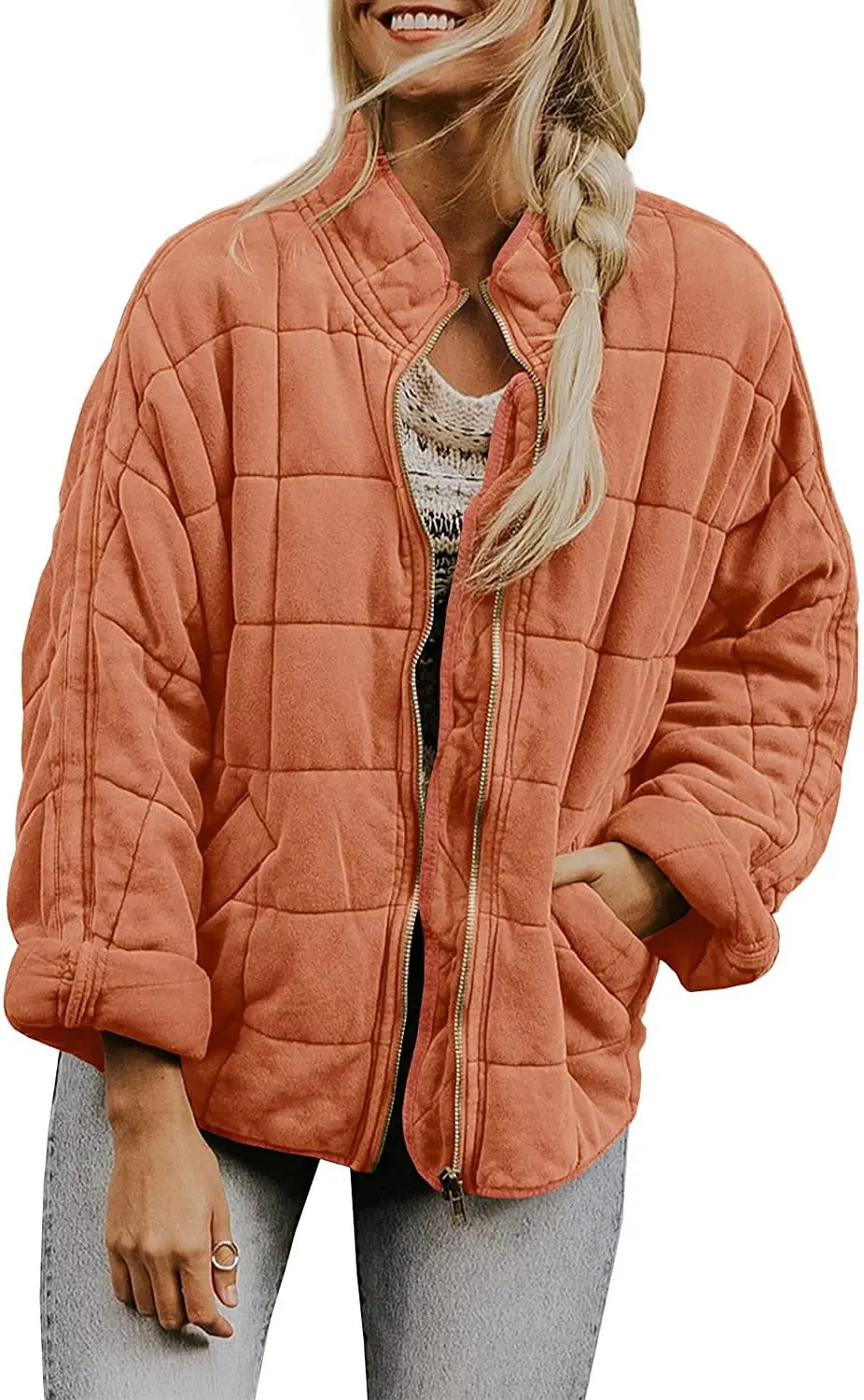2022 Autumn and Winter Solid Color Stand Collar Cotton Coat Women's Coat New Straight Pocket Long-sleeved Jacket Top Women