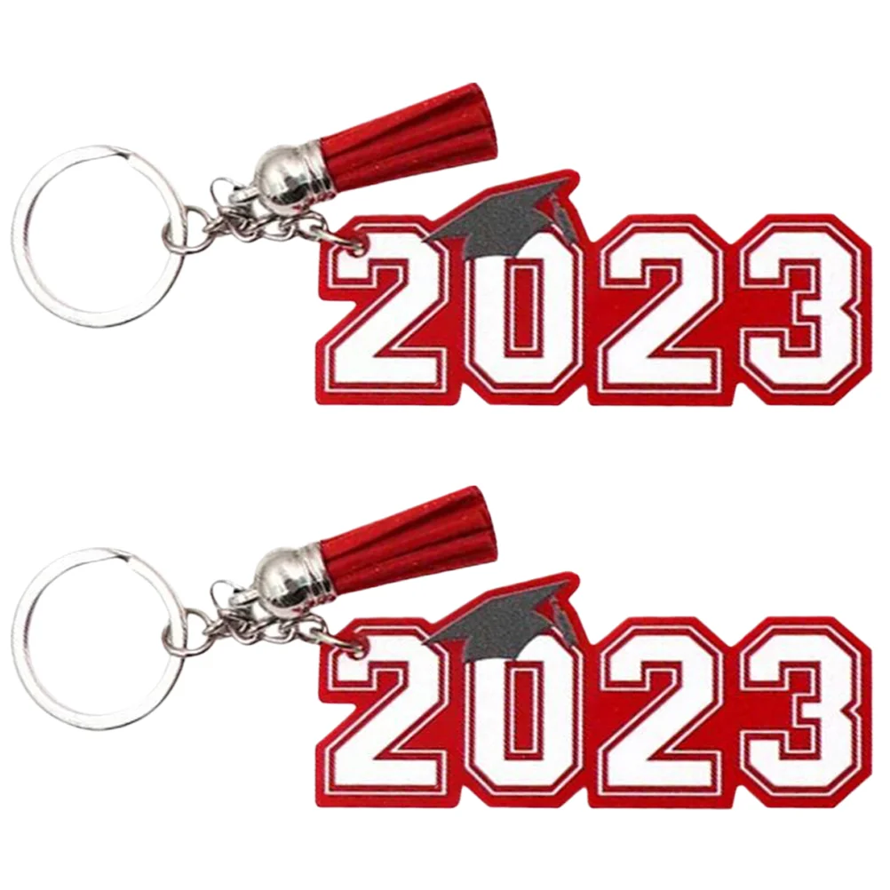 

2 Pcs Graduation Season Keychain 2023 Keychains Bulk Pendant Teachers Day Gift Metal Ideas