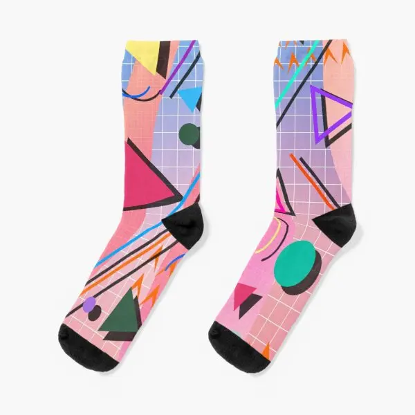 

80S Pop Retro Pattern 2 Crew Socks Sports Winter Comfortable Autumn Pattern Breathable Ladies Cotton Cute Unisex Funny Mens