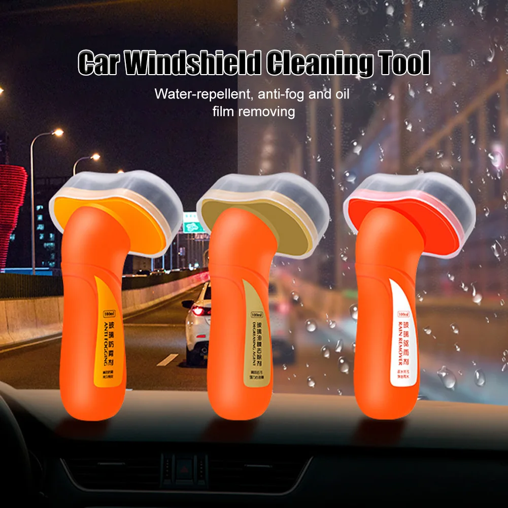 

100ml Car Glass Windshield Oil Film Remover Windscreen Cleaner Antifogging Rain Repellent Agent Hydrophobic Glass Cleaning Tool