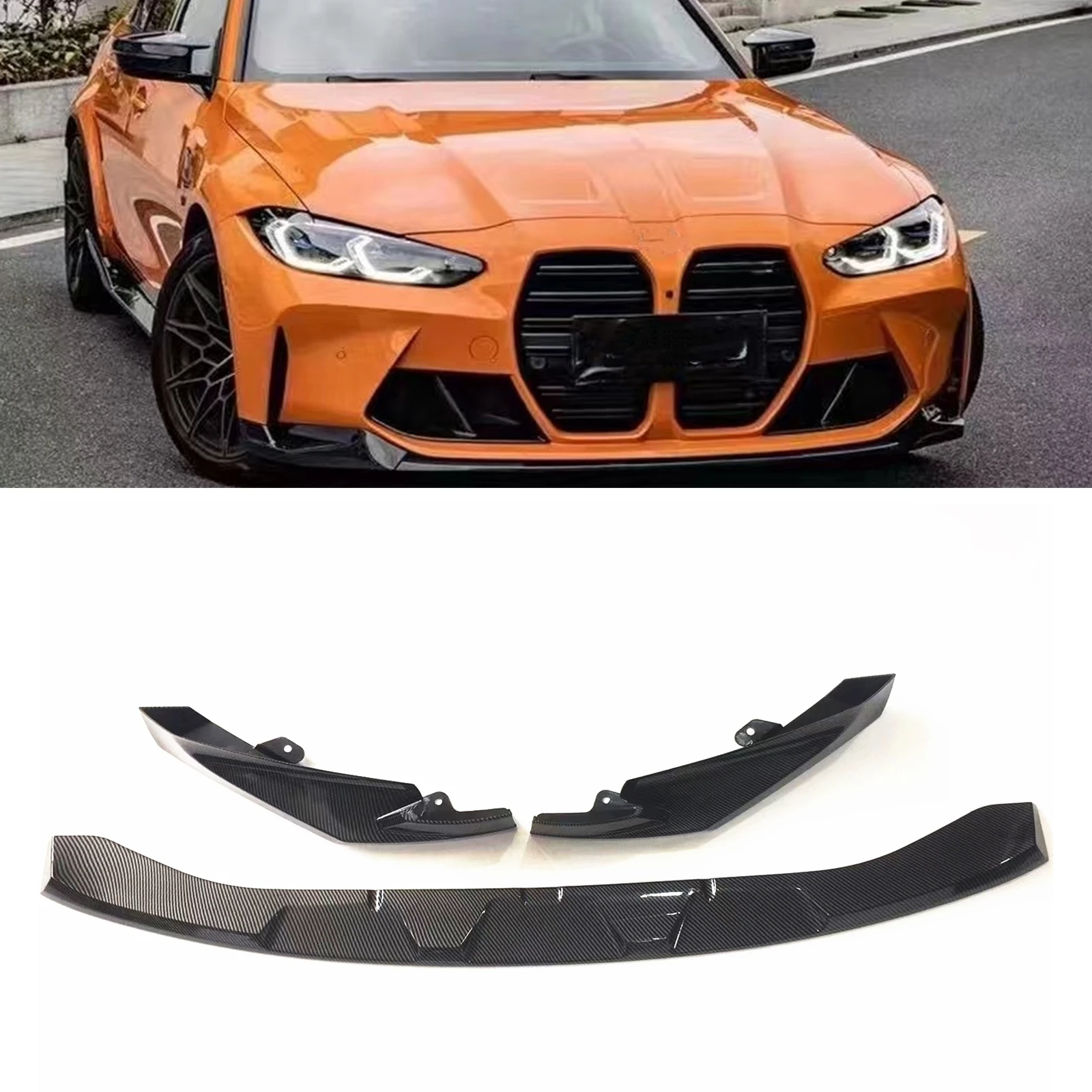 

Front Bumper Spoiler Lip For BMW G80 M3 G82 M4 2021 2022 2023 Carbon Fiber Look Lower Splitter Protector Blade