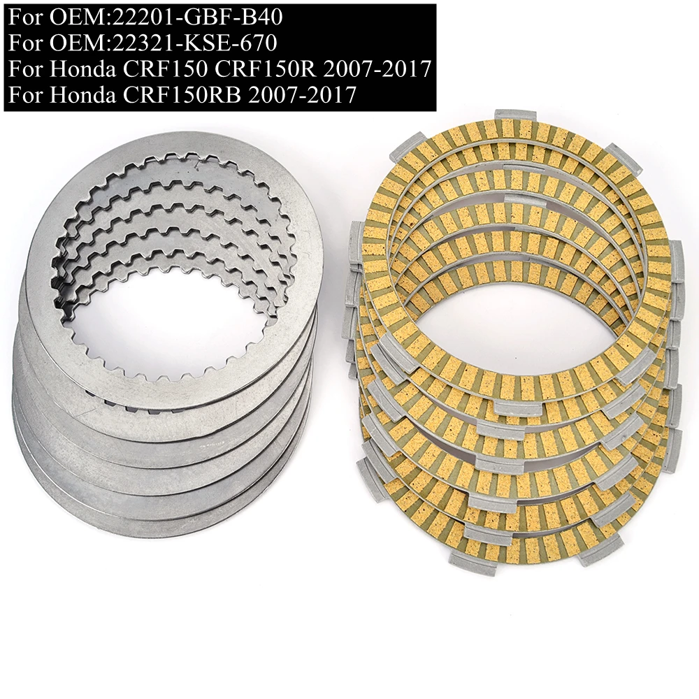 CRF 150 150R Motorcycle Clutch Plate Steel Plate Friction Disc For Honda CRF150 CRF150R 07-17 22201-GBF-B40 22321-KSE-670