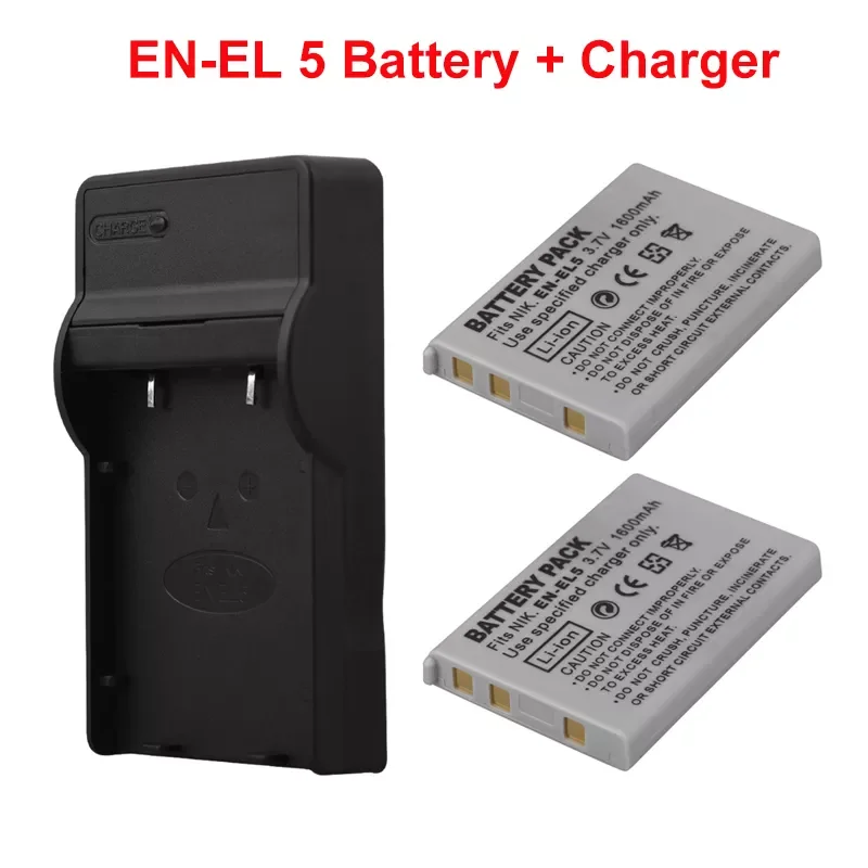 

3.7V 1600mAh EN-EL5 Battery + USB Charger for Nikon Coolpix P4 P80 90 100 P500 P510 P520 P530 P5000 P5100 P6000 Camera Bateria