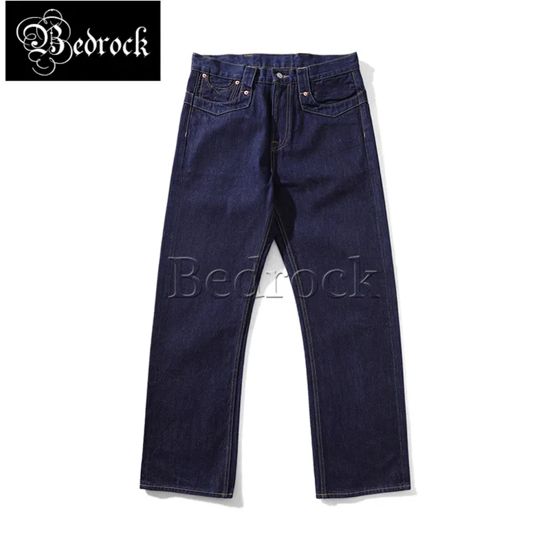 MBBCAR потертые джинсы с кромкой 12 8 унций мужские винтажные прямые брюки пряжкой