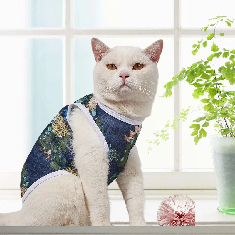 

Pet Dog Clothes Cat Solid T-shirt Clothing Hawaii Printing Thin Cat Solid T-shirt Clothing Breathable Pet Vest Dogs Coat