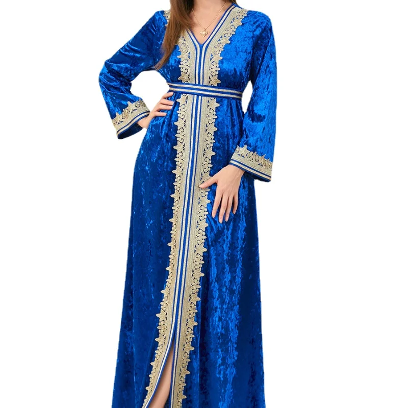 

Ramadan Eid Abaya Dubai Turkey Muslim Velvet Long Dress Islamic Clothing African Dresses For Women Robe Musulmane Djellaba Femme