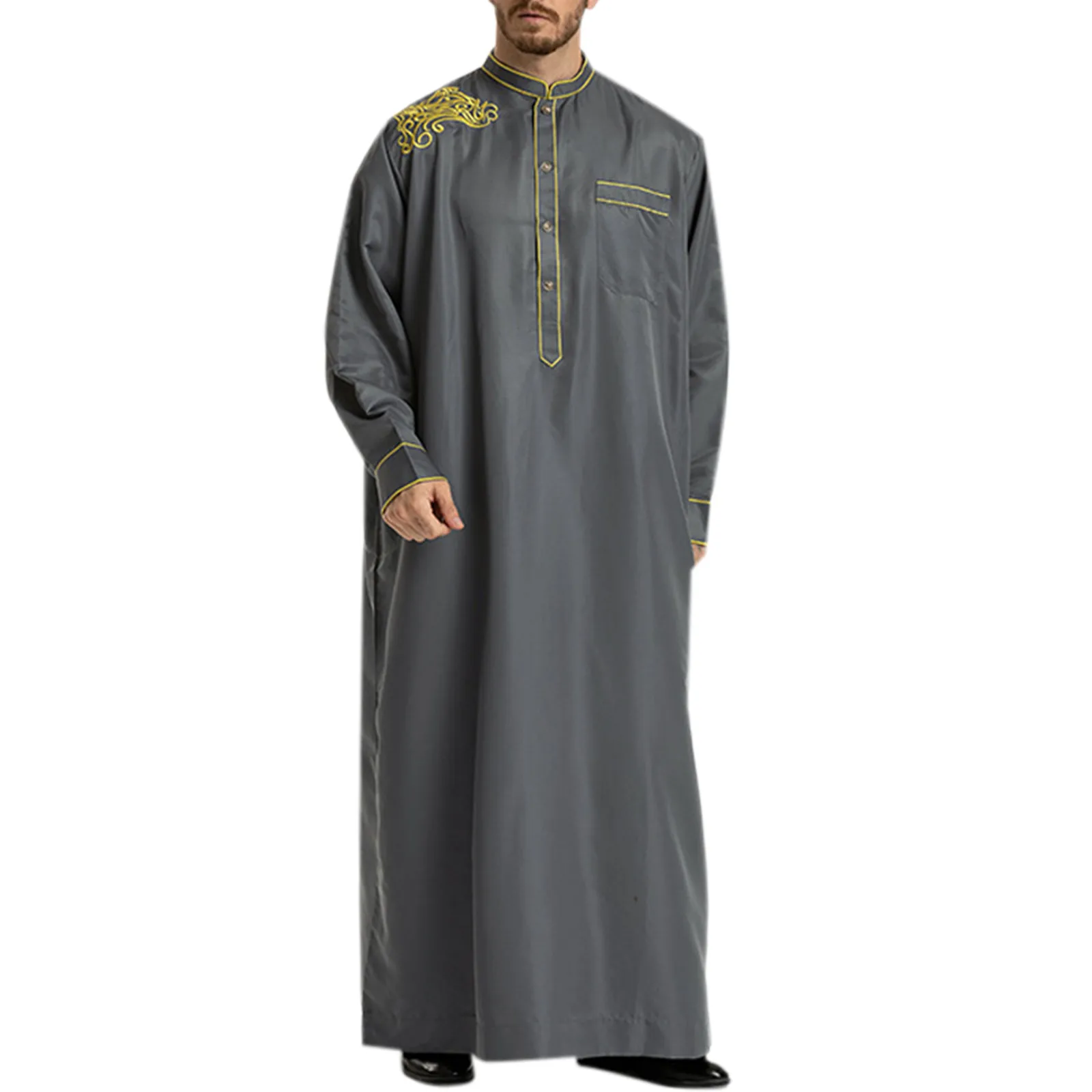 

Muslim Men Clothing Islam Dress Fashion Caftan Black Thobe Saudi Arabia Kaftan Abaya Turkey Dubai Luxury Robe Pakistan Moroccan