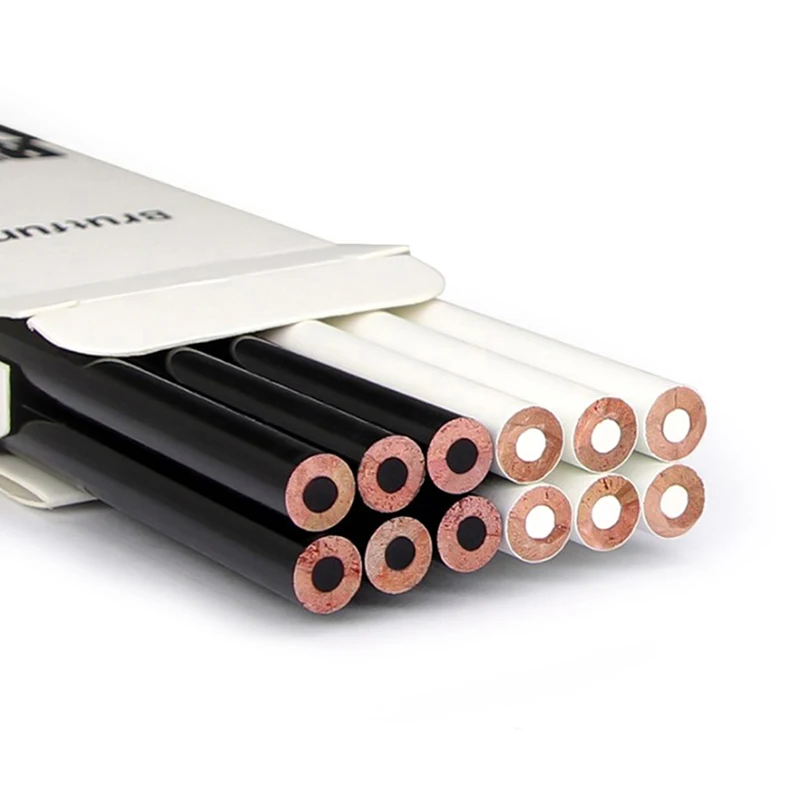 

12Pc White & Black Colored Pencils Professional Oil Color Pencil Drawing Pencil Set Sketch School Student Art Supplies