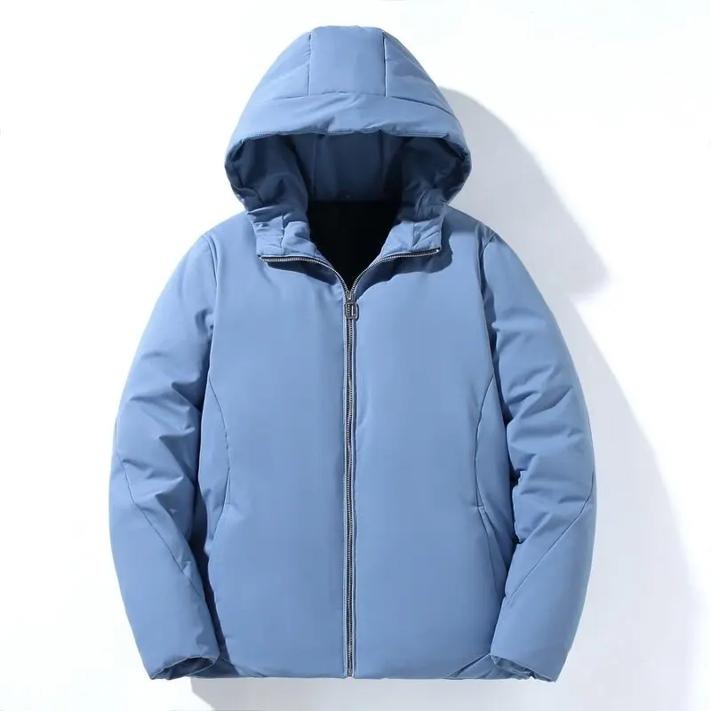 

Winter new thickened hooded down jacket men's short young white duckling warm casual large size