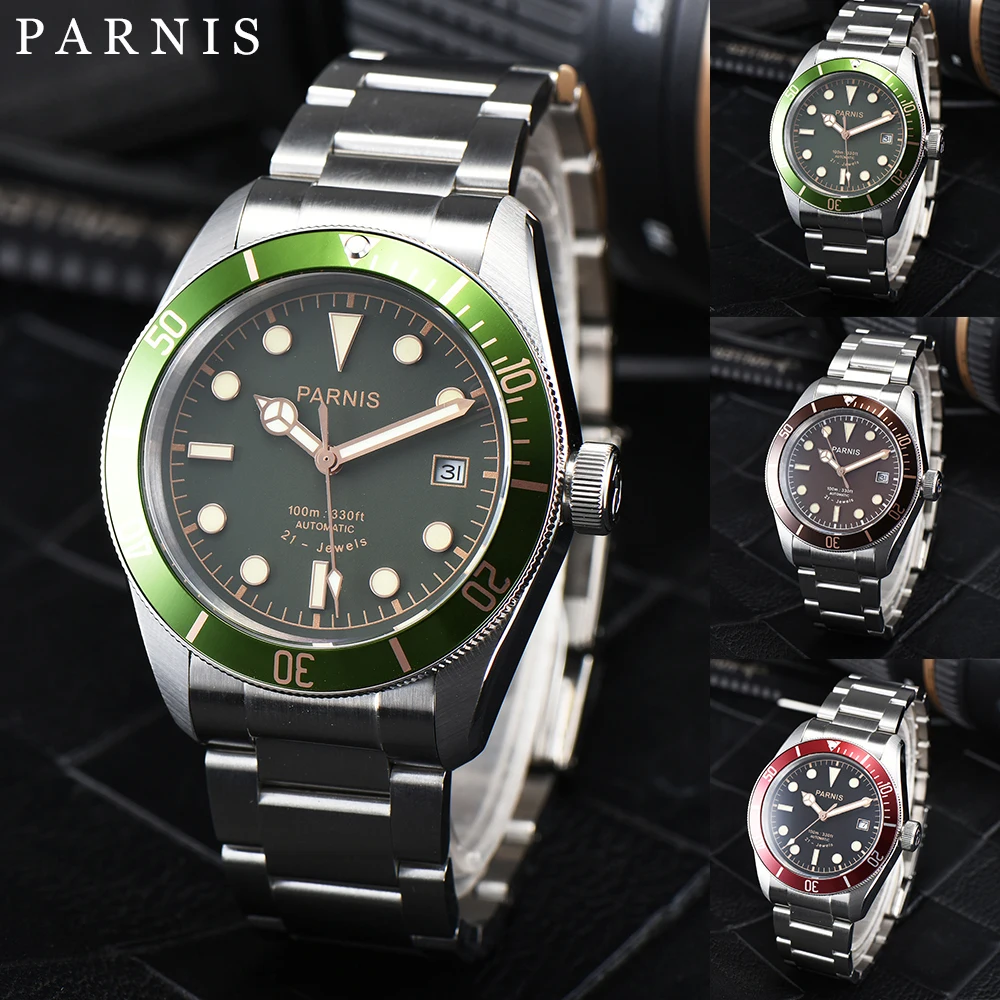 

Parnis 41mm Sapphire Crystal Miyota Automatic Men's Watch Luminous Marker 10 ATM Waterproof