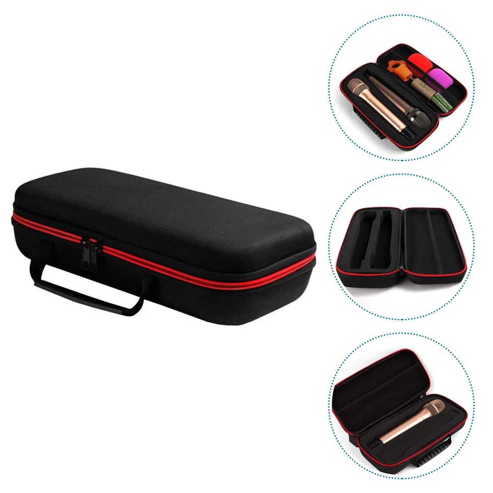 

Lapel Mic Portable Carrying Case Wireless Microphones Handheld Hard Shell Dual Slot Box Suitcase Storage Bag