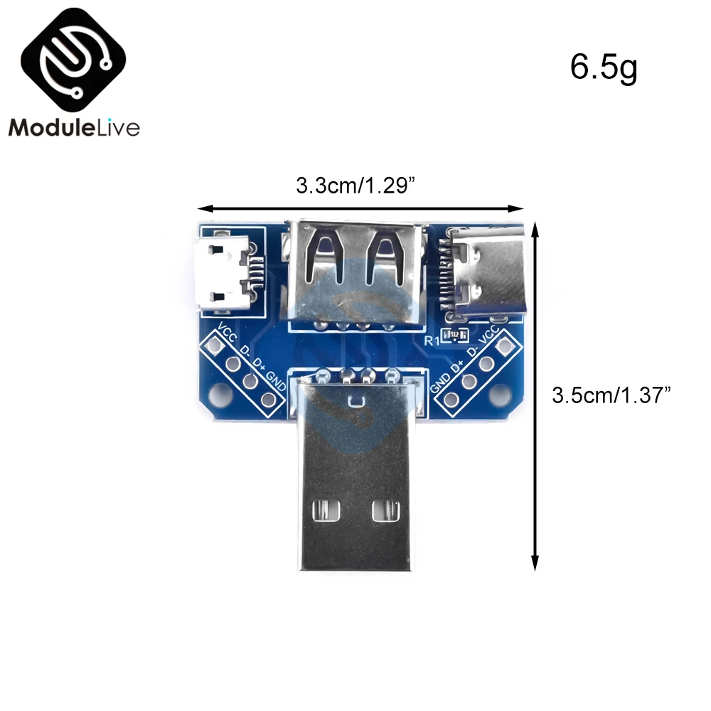 2.54mm 2.54 mm USB Converter Standard Female to Male Micro Type-C 4P 4Pins Terminal Adapter Board PCB |