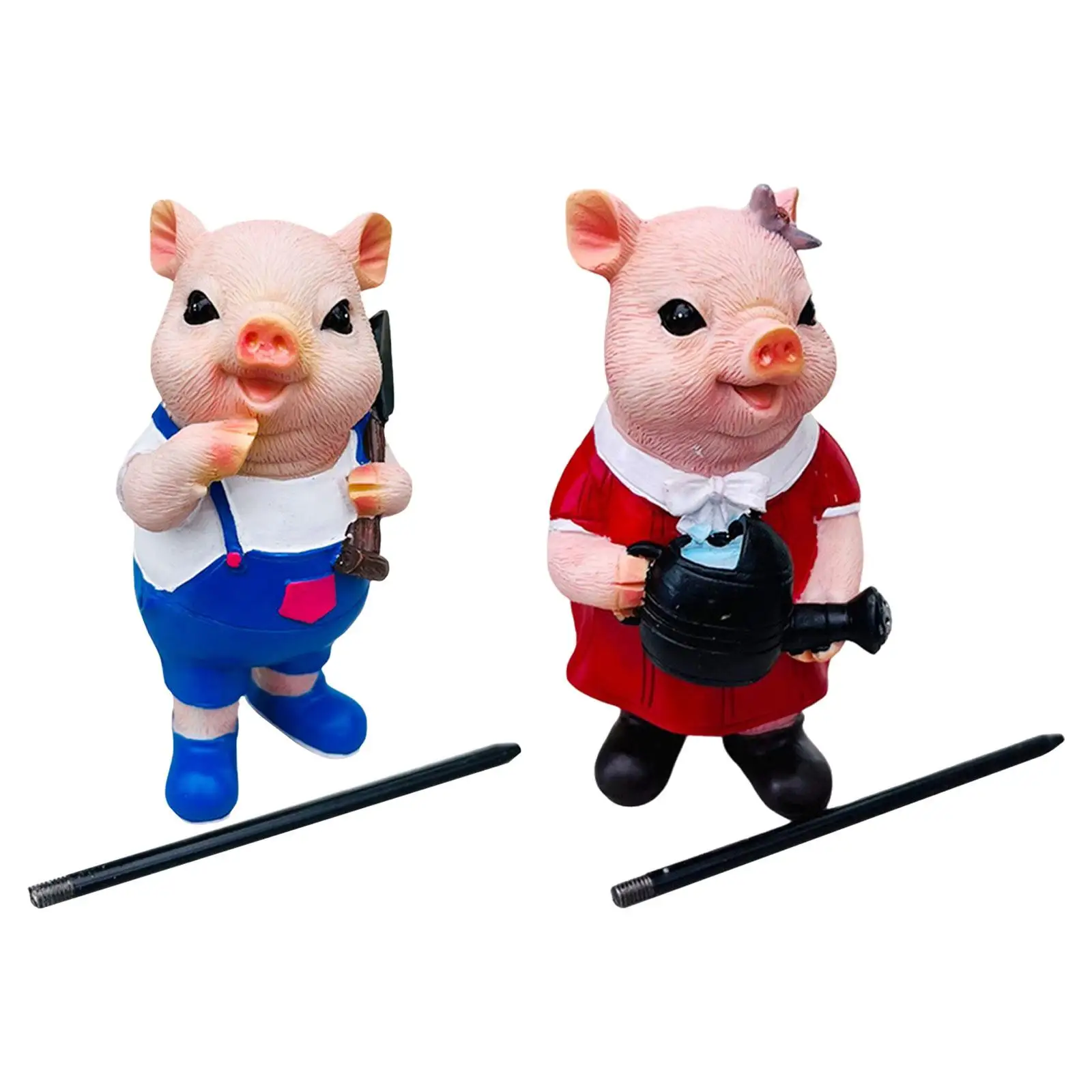 

Miniature Pig Figurines with Stakes 3D Pig Figurine Animal Garden Statue for Lawn Plant Pot Pathway Micro Landscape Decoration