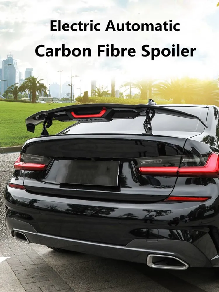 

Auto Parts Carbon Fiber Electric Automatic Rear Trunk Spoiler Boot Wing with LED Light Universal for Sedan Car BMW Audi Mercedes
