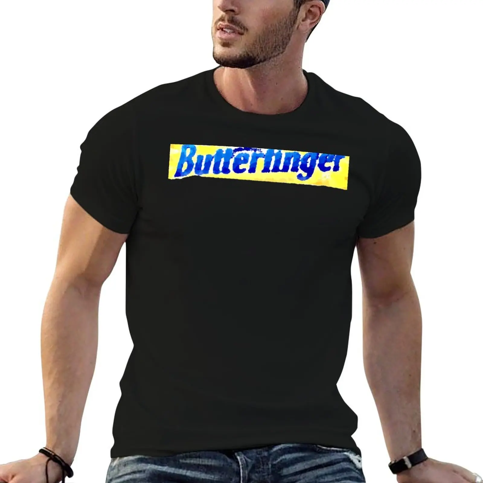 Фото Футболка с принтом Butterfinger Candy BarWrapper в пастельных тонах, мужские футболки, хлопковая футболка с индивидуальным принтом, мужская футболка класса люкс №1