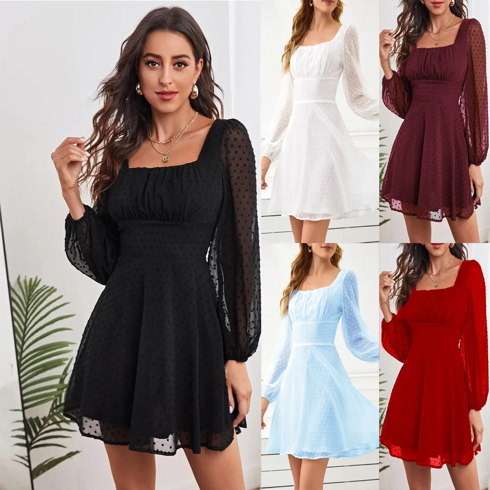 

Autumn and summer long-sleeved high-waist temperament women's commuter dress