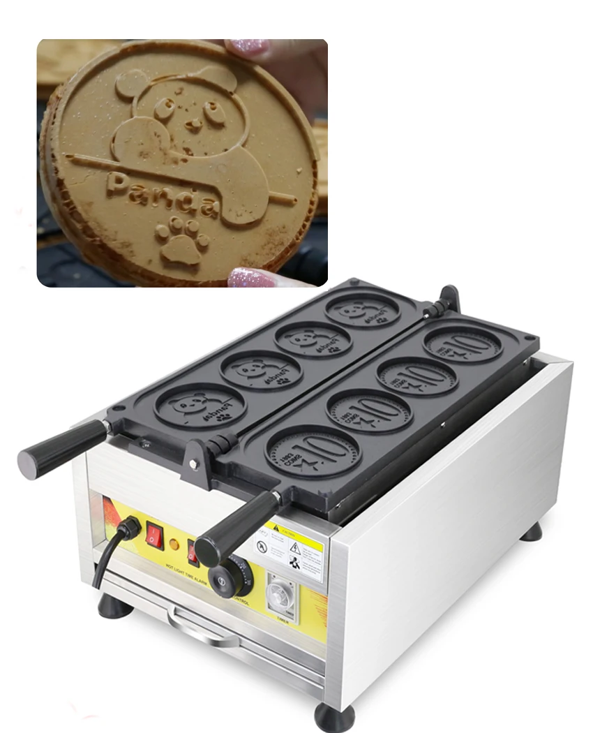 

Commercial electric /Gas Cartoon Panda Waffle Maker Round coin waffle molds Coin Commemorative Coin Baking Machine