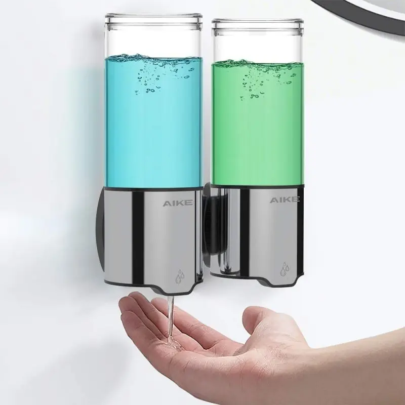 

AIKE Automatic Liquid Soap Dispenser Wall Mount Double Shampoo Soap Dispenser For Bathroom Kitchen Dish Wash Detergent Dispenser