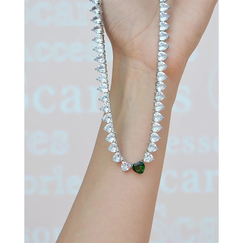 

BenS AAAAA heart shape CZ iced out tennis necklace for women Gold Color silver color good friend gift fashion Dinner jewelry