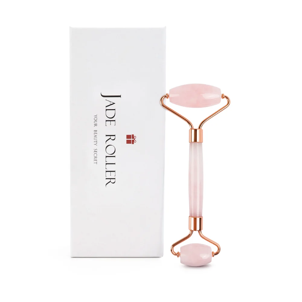 

Face Massager with Gift Box Natural Rose Quartz Jade Roller Massager for Face Beauty Health Facial Roller V Shape Face Lift Tool