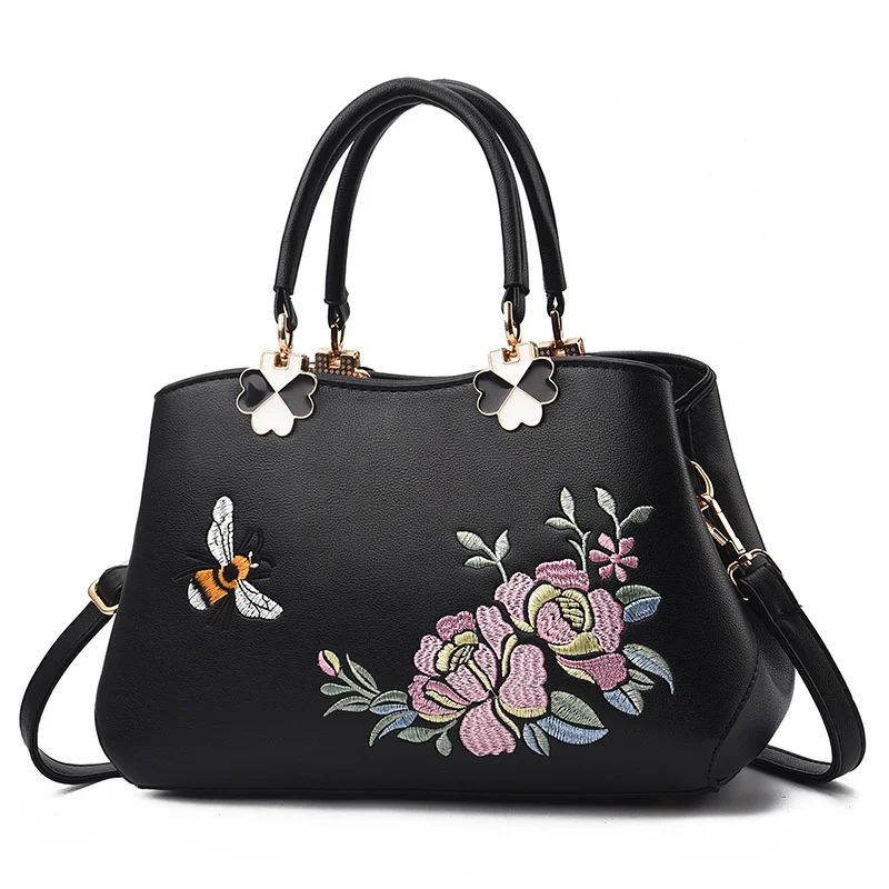 

Women Pu Leather Handbags Bag Single Shoulder Messenger Bags Bag New Simple Style Embroidered Handbag Korean Sac Main Femme