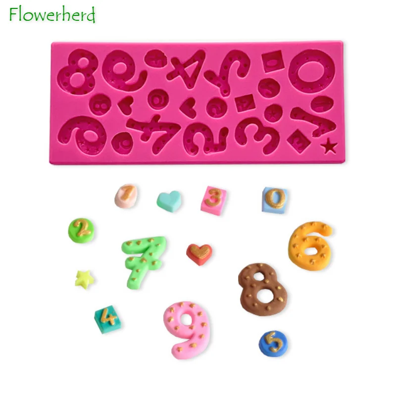 

Baking Tools 0-9 Digital Number Biscuit Fondant Chocolate Mold DIY Numbers Resin Molds Crystal Glue Cake Baking Silicone Mold