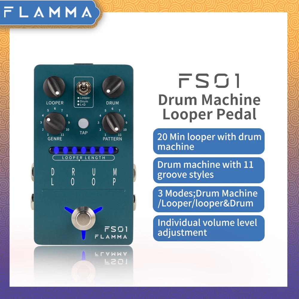 

FLAMMA FS01 Drum Loop Drum Machine Looper Guitar Effect Pedal 20Min Looper 11 Different Rhythm Styles Guitar Parts & Accessories