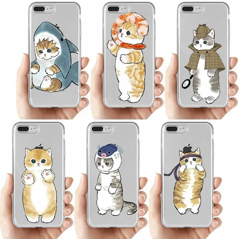 

Funny Cartoon Cat Phone Case For iPhone 13 14 Pro Max XS XR 12 11 Pro 13 Mini 6 7 8 Plus Soft Clear Back Cover