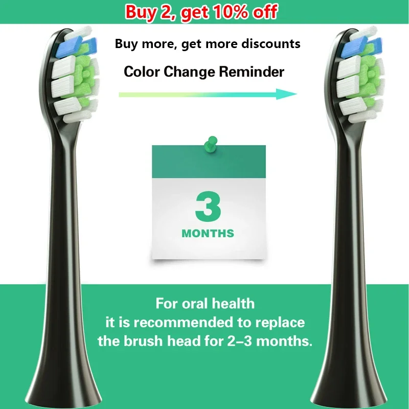 10 шт. сменные насадки для электрической зубной щетки Philips HX6064 HX6930 HX6730