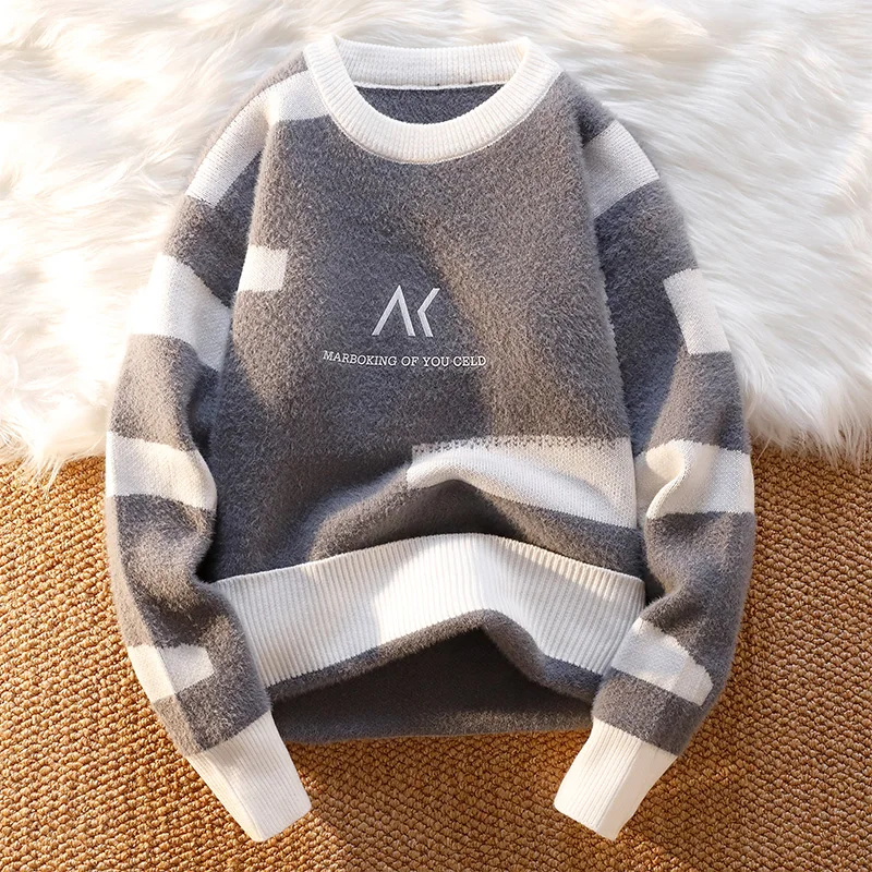 New Arrival New Men Hip Hop Streetwear Sweater Fashion Casual Men Sweater Striped For Men Clothing Pullovers Warm Sueter