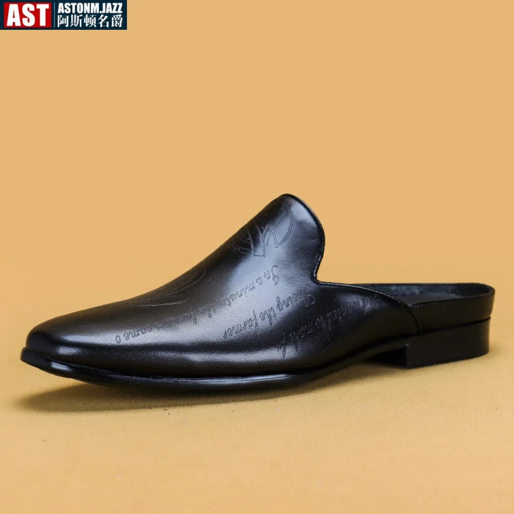 Мюли мужские из натуральной кожи летние сандалии модные повседневные дышащие