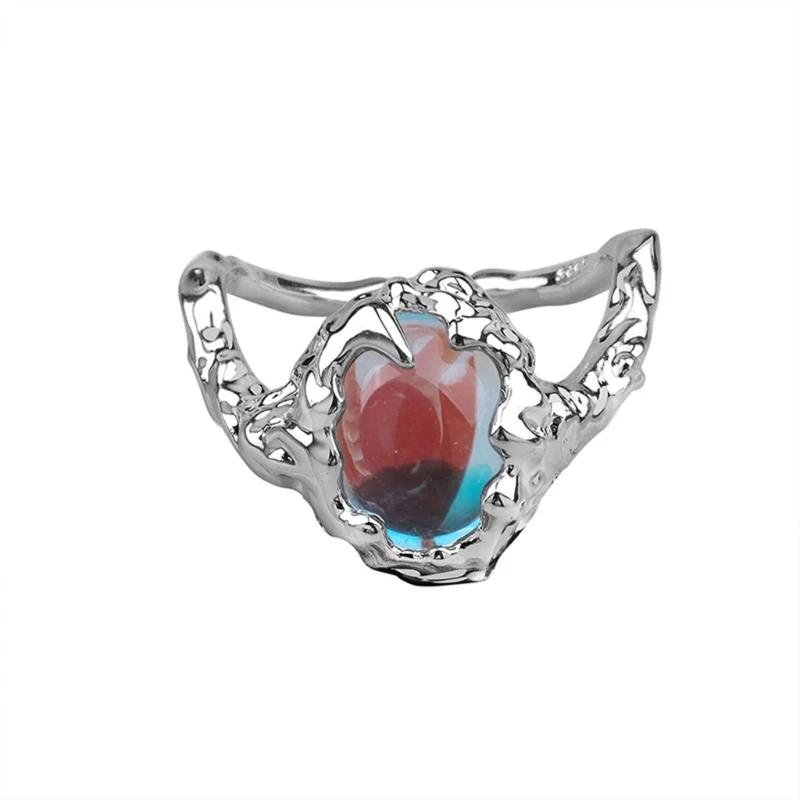 

Unique-Opal Ring for Girls Zircon Star Irregular Open Rings Moonstone Vintage