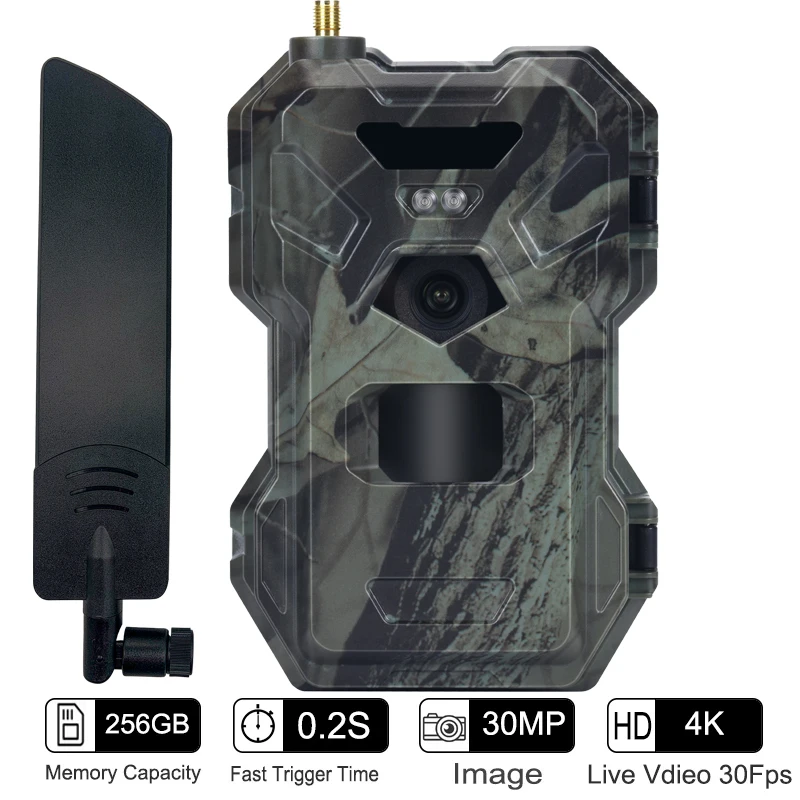 

Беспроводная охотничья камера с ночным видением, 4G, 30 мп, HD, 2K, управление через приложение, 120 градусов