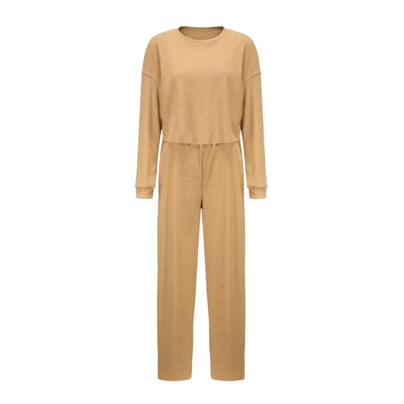 Женский осенний комплект из 2 предметов Топ с длинным рукавом и круглым вырезом