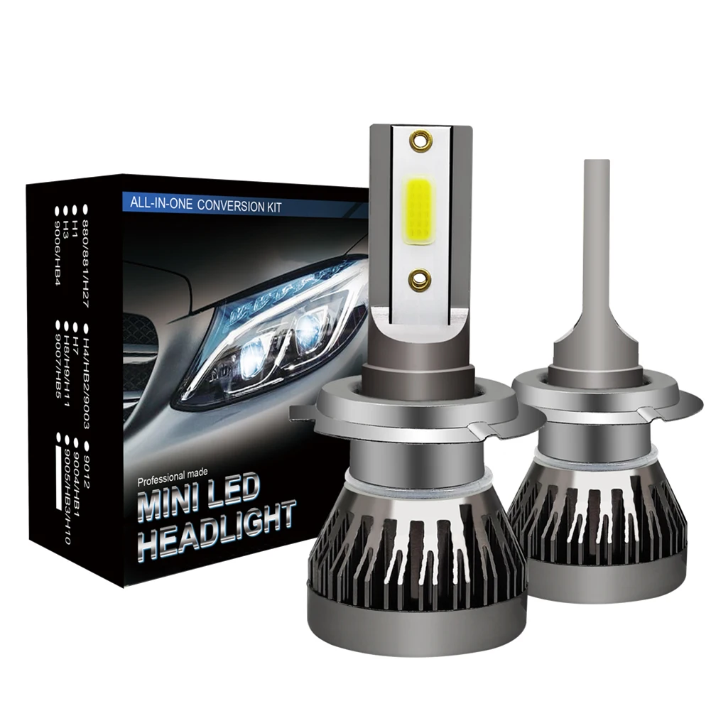 

Автомобильная светодиодная лампа для фары 9005/9006/9012/H1/H4/H7/H11 комплект автомобильных светодиодных ламп высокой яркости, дальний и ближний свет, 6000K, белый, водонепроницаемый