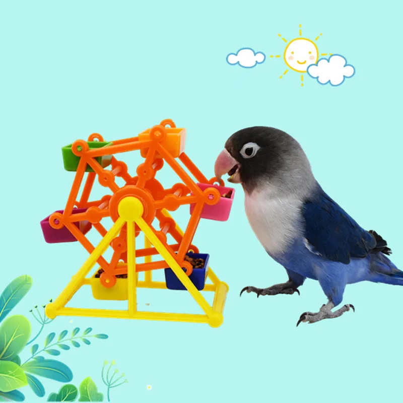 

Parrot Bird Toy Creativity Parrot Feeder Rotation Training Toy Intelligence Growth Windmill Toy Bird Cage Decoration
