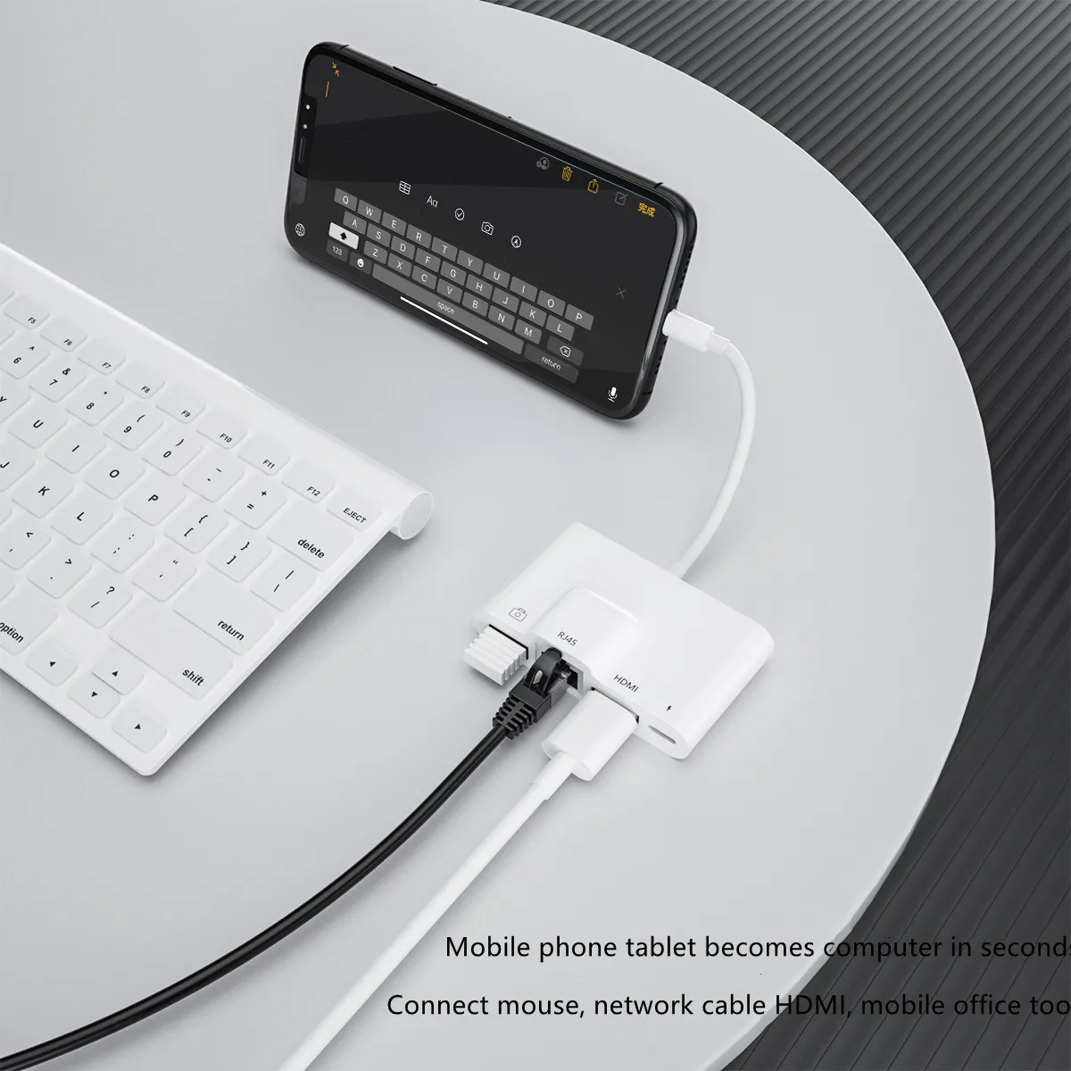 Lightning iPhone to HDMI USB 3 OTG Digital AV Adapter/Cable iPhone to Ethernet 3.5mm Audio Adapter/Dongle Support TV/Projector