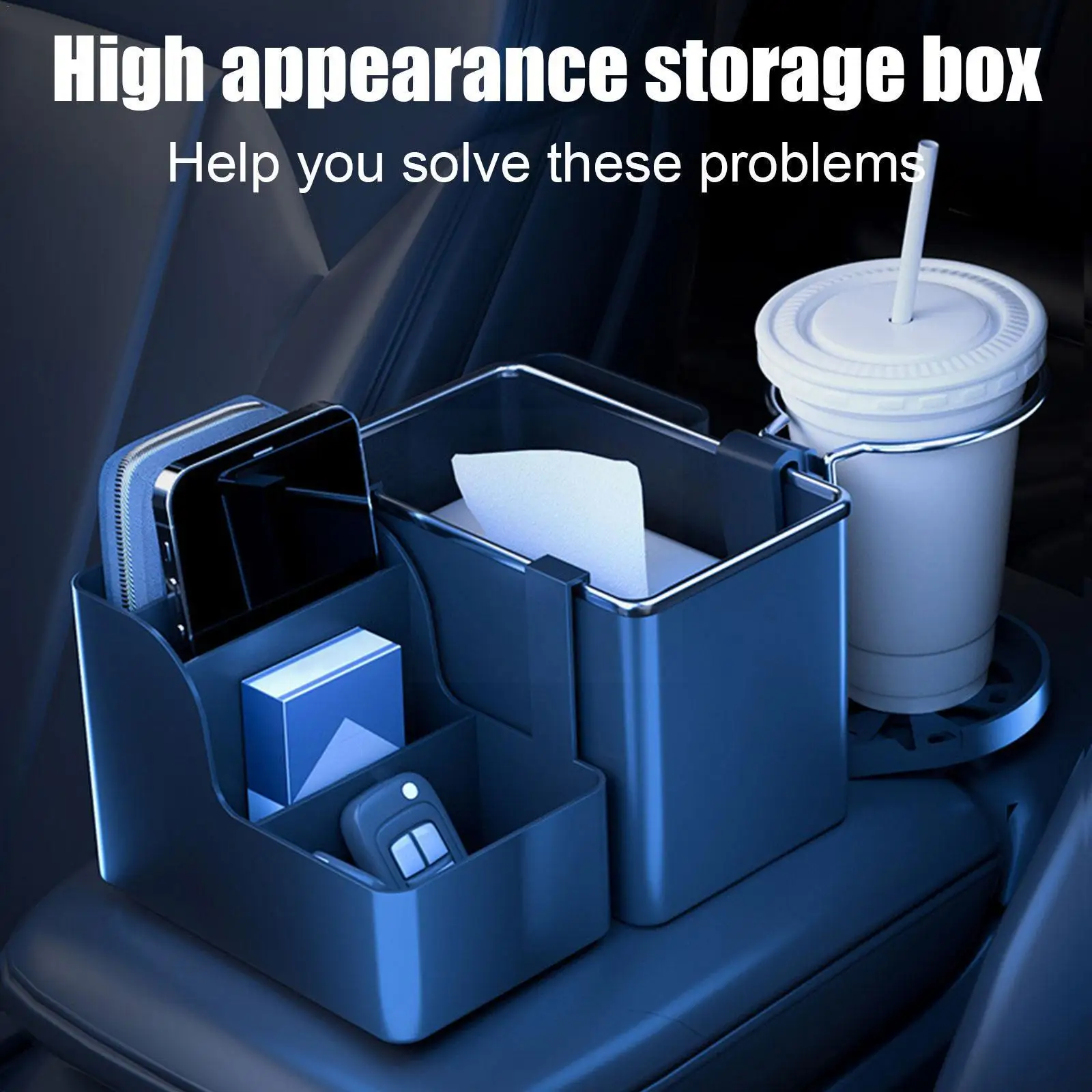 

Многофункциональная автомобильная коробка для хранения салфеток, держатели для стаканов для телефона, автомобильный держатель, ящик для х...