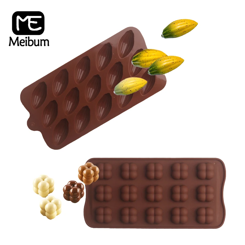 

Силиконовые формы для шоколада Meibum, 15 полостей, оливковый кубик Рубика и дизайн сердца, инструменты для выпечки десертов, формы для выпечки