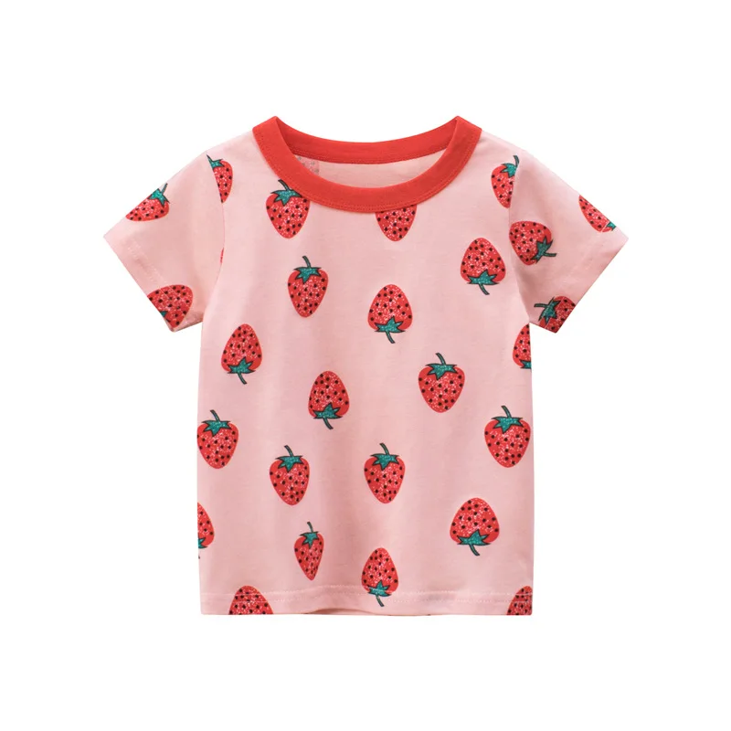 

2-8T Toddler Kid Baby Girls Clothes Summer Children T Shirt Strawberry Print Cotton T Shirt Cute Sweet tee Top Outfit