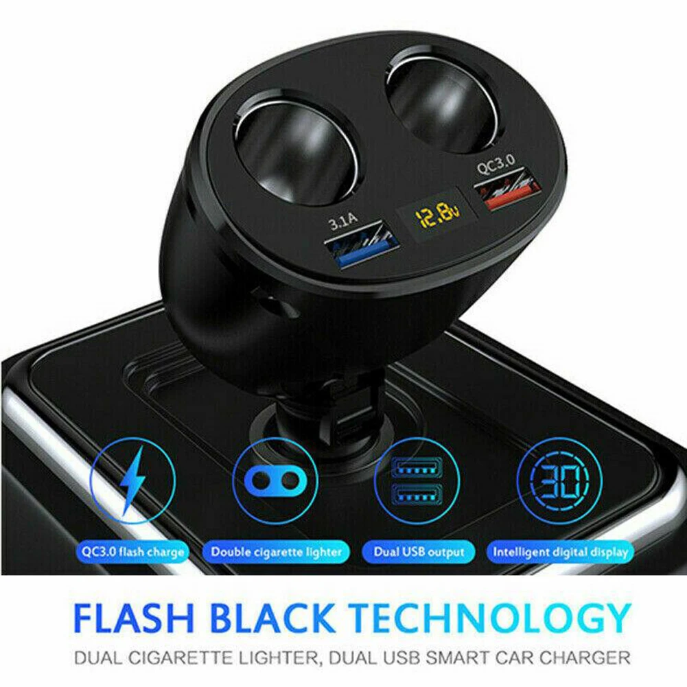 

Brand New Durable High Quality Practical Useful Car Charger USB Black Cigar Lighter Dual Plug Models Parts Socket