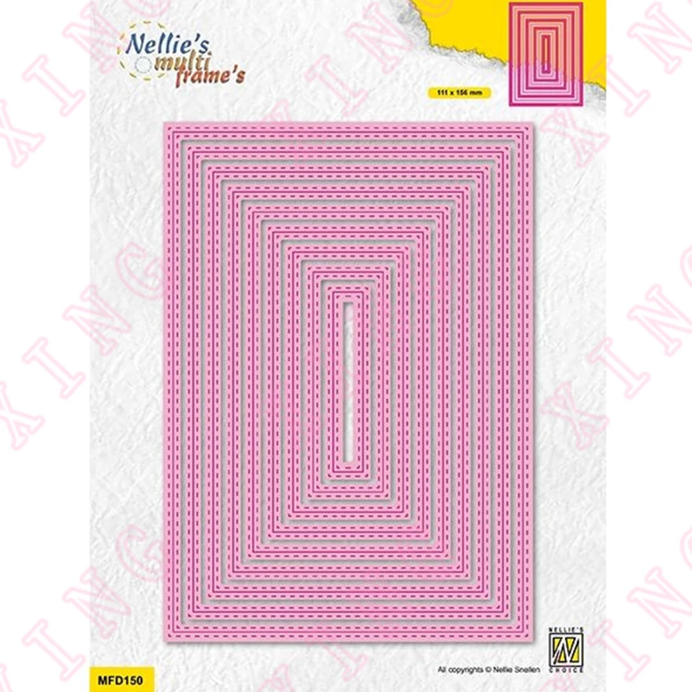 

Scrapbook Deco Embossing Template DIY Gift Card Handmade Craft Reusable Molds Double Stitching Line Rectangle Metal Cutting Dies