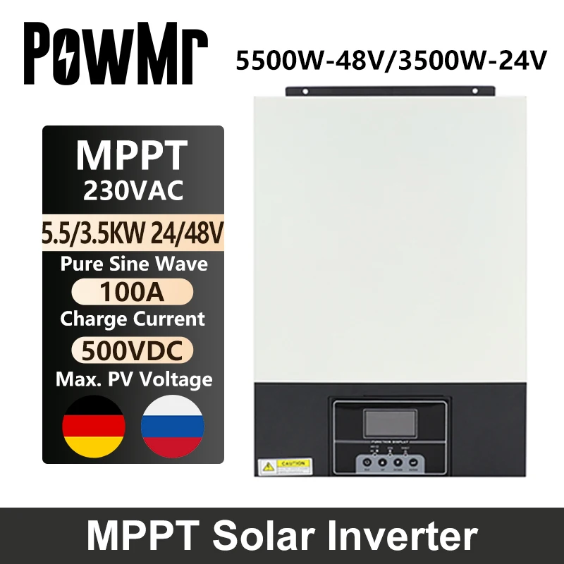 

PowMr 5500W 3500W Pure Sine Inverter 24V 48V 220VAC Build In MPPT Solar Charge Controller Max Solar Pannel 500V With Wifi Module